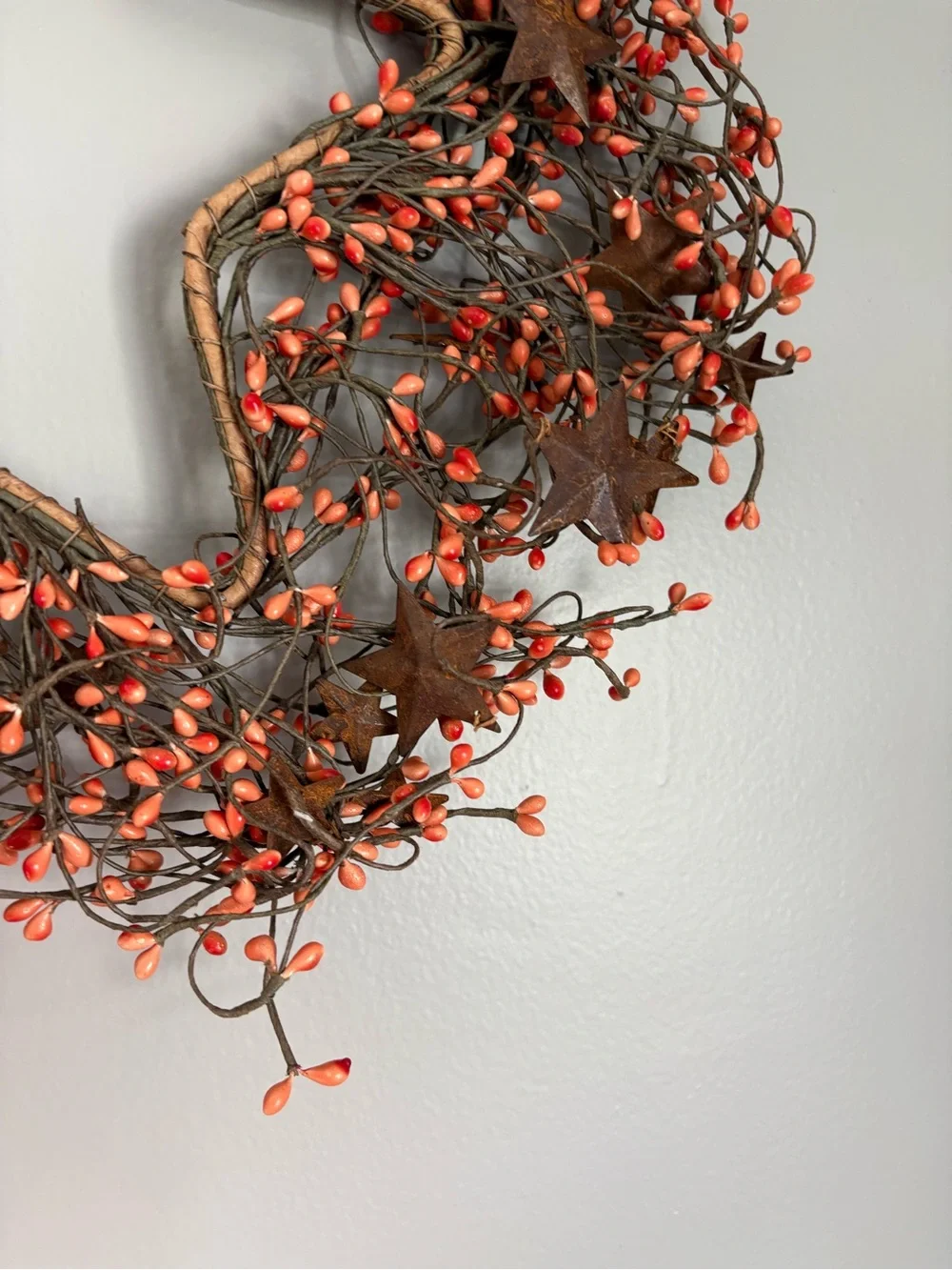Rustic Orange Berry Star Wreath - Home Holiday Country Farmhouse Decor